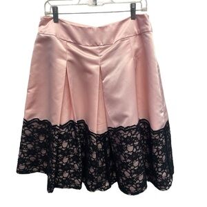 Handmade pink satin pleated swing skirt retro women’s 8-10